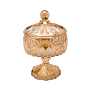 POTICHE DECORATIVO CRISTAL C PÉ LOUISE AMBER